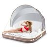 Costway Inflatable Island Pool Floating Bed with 2 Cup Holders&Detachable Canopy