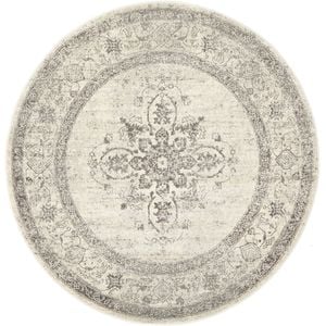 Sol 977 Off White 150x150cm - Small Round Transitional Pet Friendly Indoor Rug