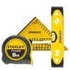 Stanley 8m Tylon Tape, 180mm Quick Square & Torpedo Level Pack