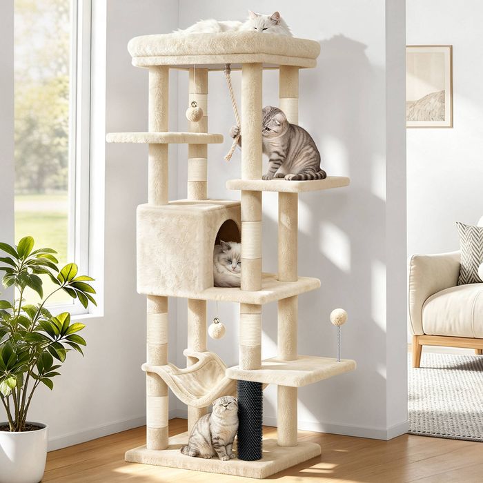BEASTIE Cat Tree Tower Scratcher 153cm Beige