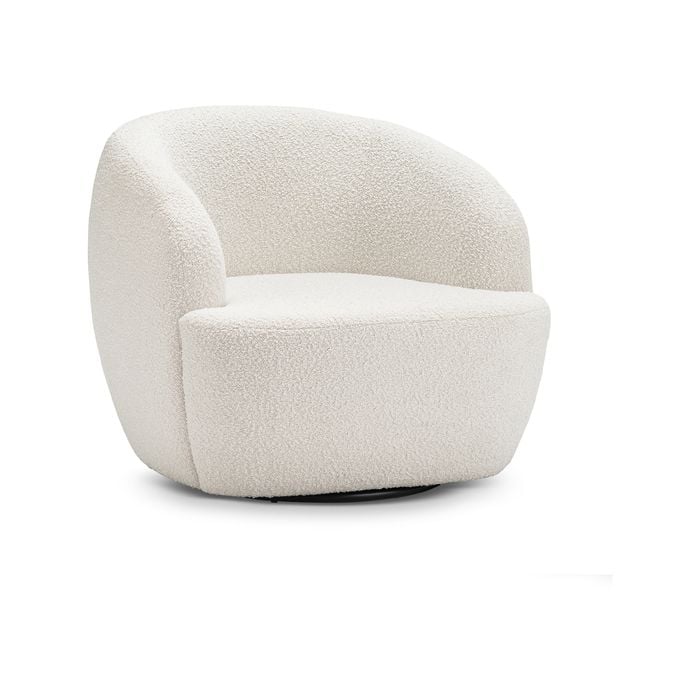 Cuddle Boucle Cream Designer Swivel Armchair