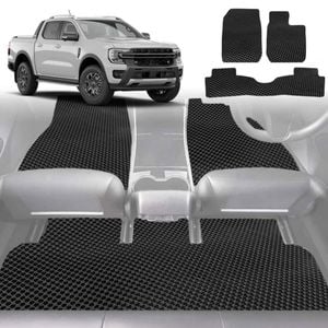 6D Diamond Car Floor Mats for Ford Ranger 2018-2022-Full Set-Black-Outback GT
