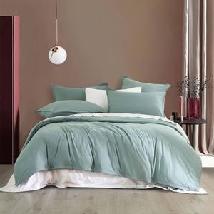 CleverPolly Vintage Washed Microfibre Quilt Cover Set - Seafoam - Super King