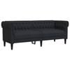 vidaXL Chesterfield Sofa 3-Seater Upholstered Couch Settee Office Black Fabric