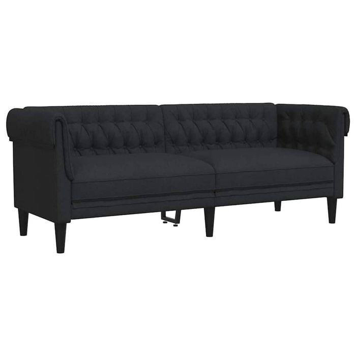 vidaXL Chesterfield Sofa 3-Seater Upholstered Couch Settee Office Black Fabric