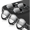 Metal Camera Lens Glass Individual Eagle Protector Cover - For Apple iPhone 15 Pro / 15 Pro max (3pcs) - Black