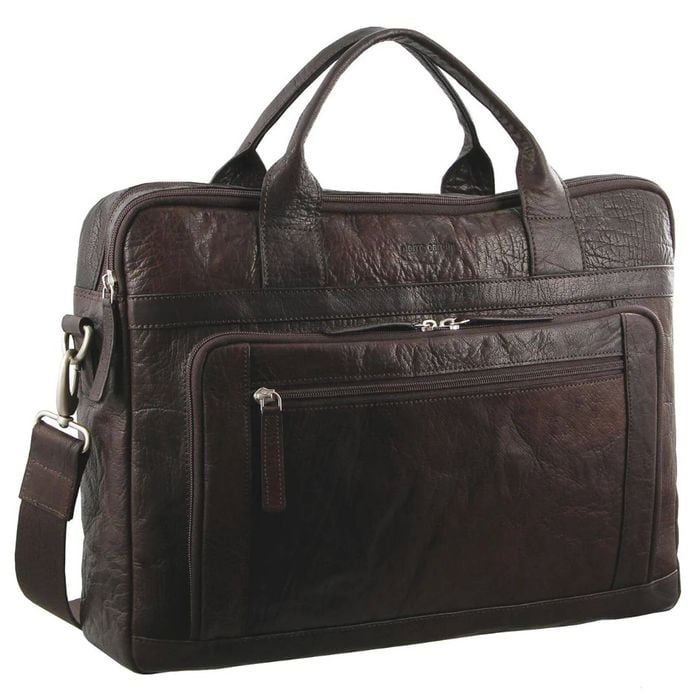 Pierre Cardin Messenger  Leather 15" Laptop Computer Business Crossbody BriefcaseBrown
