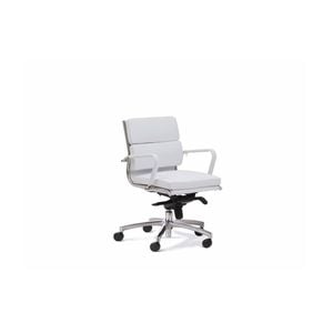 Olg Mode Mid Back Executive Chair Fixed Arms Polished Base White Vinyl