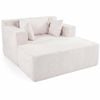 Costway Single Sofa Ottoman Boneless Floor Lounge Chaise Corduroy White