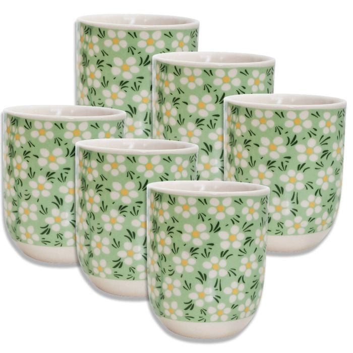6PK LVD Jappa Ceramic 8cm Coffee/Tea Cup Drinkware - Daisy Green