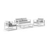 Santorini 2+1+1 Outdoor Aluminium Lounge Set White With Coffee Table & Olefin Light Grey Cushions