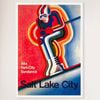 Galrie Vintage Ski Poster of Salt Lake City Utah Classic American Art Décor, White Frame, 70 x 100cm (28 x 40inch)
