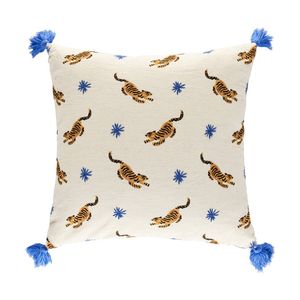 Kas Australia Kanha Cushion Cotton Print Embroidery Multi 50x50cm