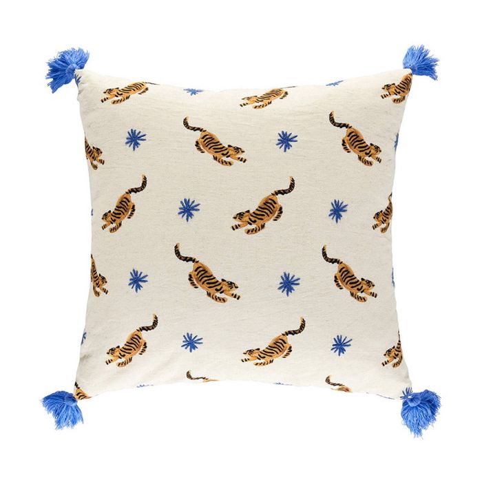 Kas Australia Kanha Cushion Cotton Print Embroidery Multi 50x50cm