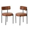 Oikiture 2x Dining Chair Round Kitchen Lounge Seats PU Leather Brown