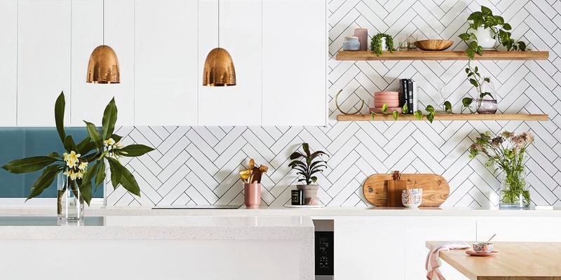 modern kitchen with whit tiles