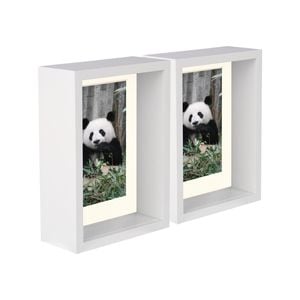 Nicola Spring 5" X 7" White 3d Deep Box Photo Frames - 4" X 6" Mount - Pack Of 2