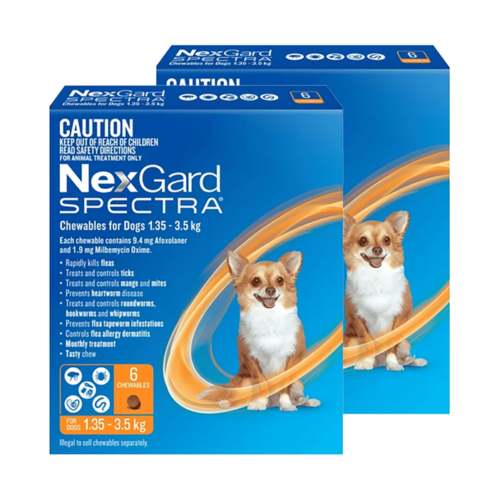 Nexgard Spectra Very Small Dogs (1.35 - 3.5kg) Orange 12 Pack