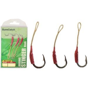 3 Pack of Surecatch Mid Length Stinger Jigging Hook Rigs - Mustad Hooks (Size 2)