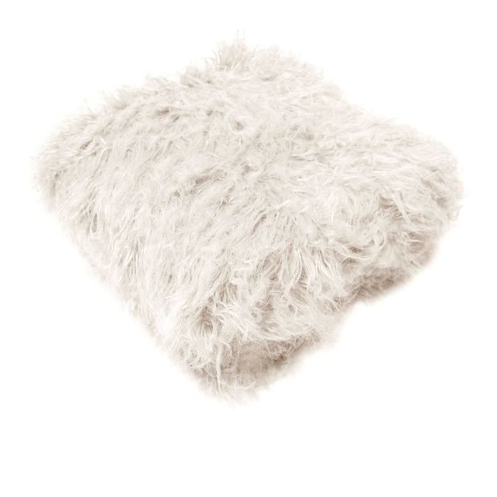 Maya Curly Long Hair Faux Fur Throw Rug 127 x 152 cm Ivory