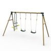 Plum Play Colobus Kids Outdoor Wooden Triple Swing Set w/Glider