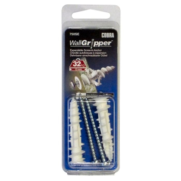 Cobra 4mm Wall Gripper Nylon Anchors - 2 Pack