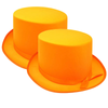2x SATIN TOP HAT Costume Party Cap Fancy Dress Trilby Fedora One Size Orange