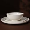 Gourmet Kitchen Essential 12 PC dinner set coupe shape, Gloss glaze White 4 person