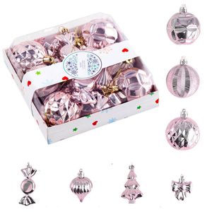 Catzon 28 Pcs Christmas Tree Ornaments Including Candy Snowflake Shaped for Holiday-Pink