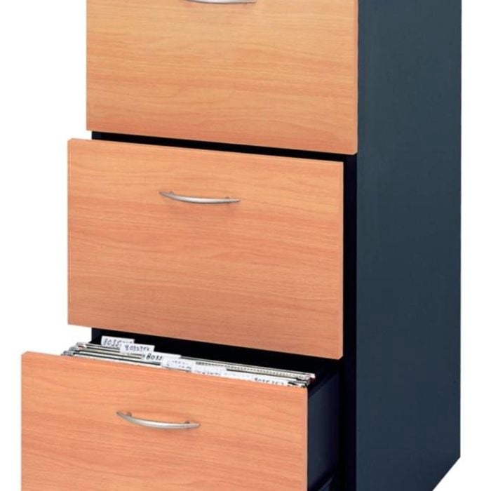 Mantone 3 Drawer Filing Cabinet Storage Select Beech Ironstone Bunnings Australia