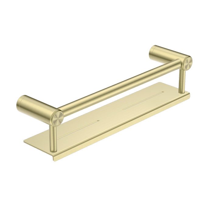 Nero Mecca Care 25mm Grab Rail With Shelf 450mm Brushed Gold