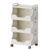 Foret Foldable 4-tier Trolly Storage Cabinet Open Basket Organizer Wheels Cream