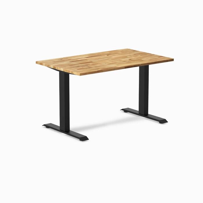 Desky Fixed Height Acacia Hardwood Desk 120x75cm Matte Black Leg