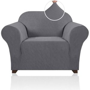Smarcute 1 Seater High Stretch Jacquqard Textured Sofa Cover Grey