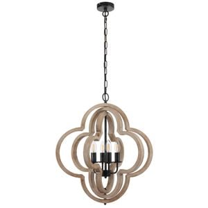 Telbix Omar Modern Pendant Hanging Lamp Light Wood Black Oak Wood Tones Distressed