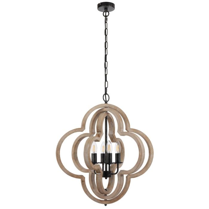 Telbix Omar Modern Pendant Hanging Lamp Light Wood Black Oak Wood Tones Distressed