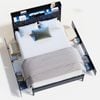 Ufurniture Metal Bed Frame with LED Lights PU Upholstered Storage Headboard & Charging Station 4 Storage Drawers Queen Size
