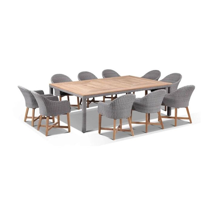 Outdoor Sahara 10 Seat With Coastal Chairs In Half Round Wicker