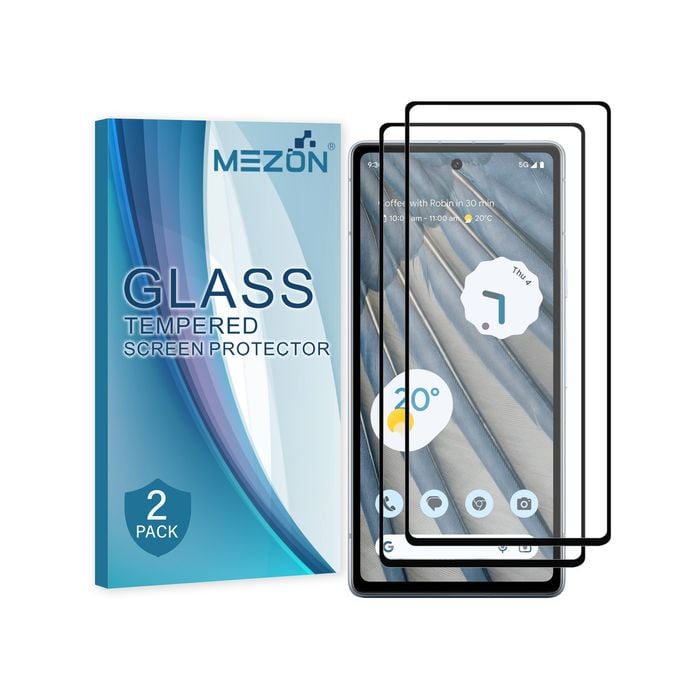 2 Pack MEZON Google Pixel 7a (6.1") Full Cover Tempered Glass Screen Protectors