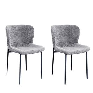 HomeStar Set Of 2 Sonata Fabric Kitchen Dining Side Chair Metal Legs Grey/Black