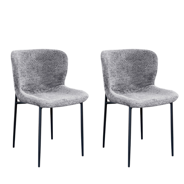 HomeStar Set Of 2 Sonata Fabric Kitchen Dining Side Chair Metal Legs Grey/Black