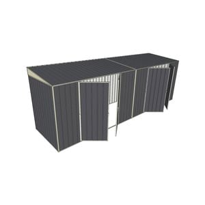 Build-a-Shed 1.5 x 6 x 2m Skillion Dual Double Hinged Side Doors Shed - Grey