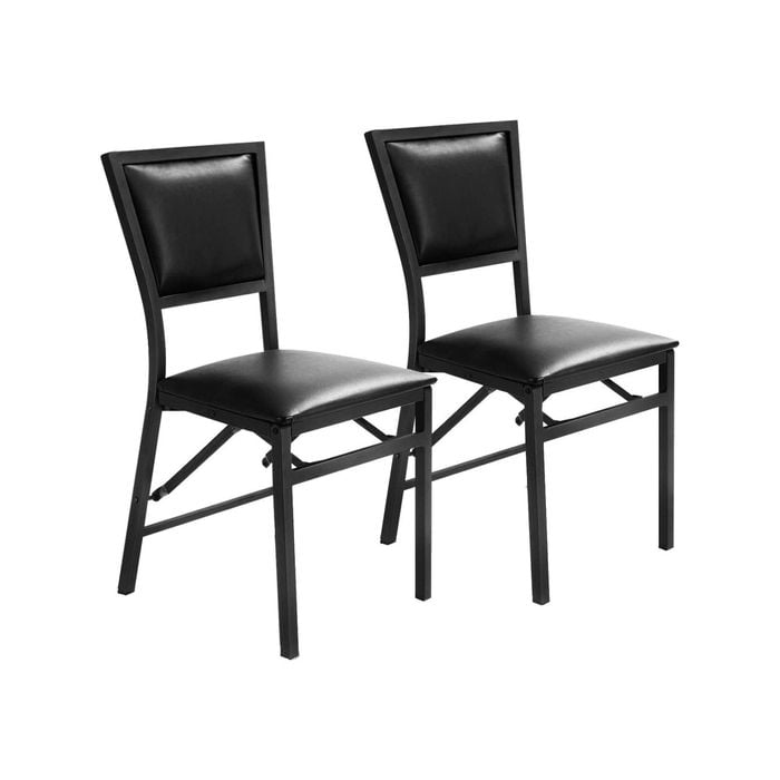 Costway 2pcs Kitchen Dining Chairs Leather Seat, Black