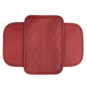 Catzon Waterproof Car Console Cover Leather Armrest Cushion With 2 Pockets-red