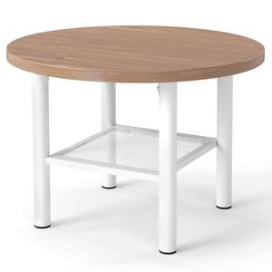 Costway Round Coffee Table 2Tier Modern Tea Cocktail Small-Natural