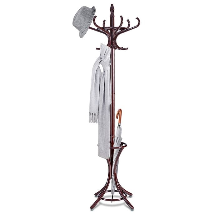Costway Wooden Coat Rack Stand Hat Hanger Brown 184cm