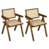 Levede Armchairs 2 Pack Wicker Rattan Wooden Dining Accent Chairs