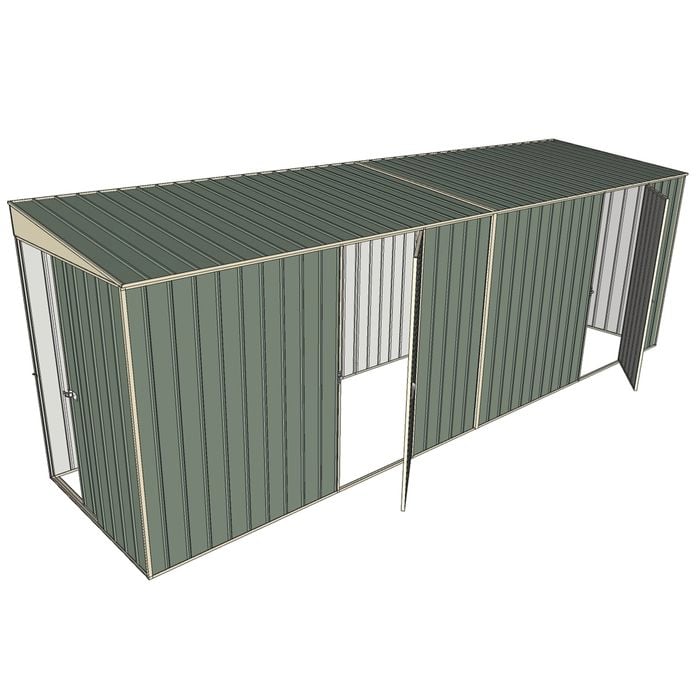 Build-a-Shed 1.5 x 6 x 2m Sliding Door Tunnel Shed With 2 Hinged Side Doors - Green