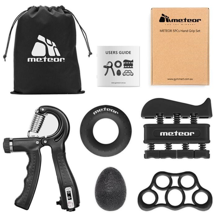 METEOR 5-in-1 Hand Grip Strengthener Set with Carry Bag