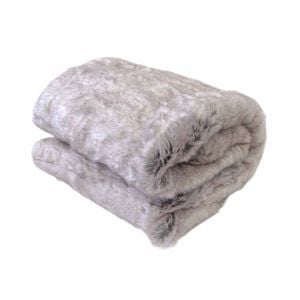 Luxury Faux Fur Animal Throw Rug 127 x 152 cm Taupe Reindeer